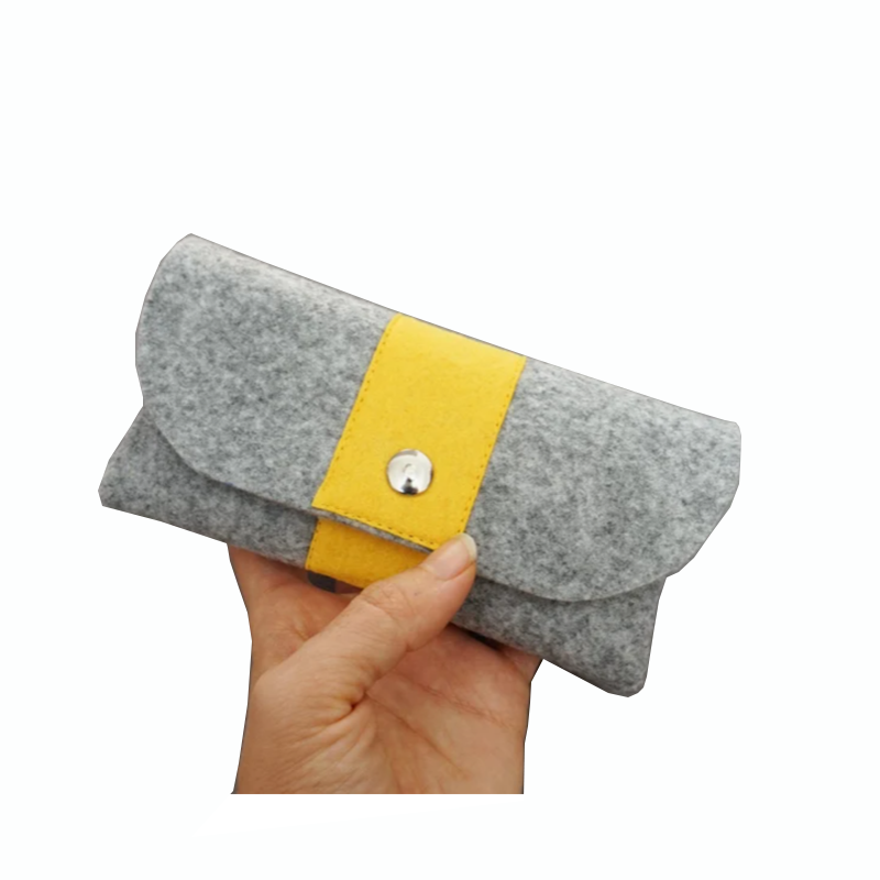 Multi Function felt coin pouch with button