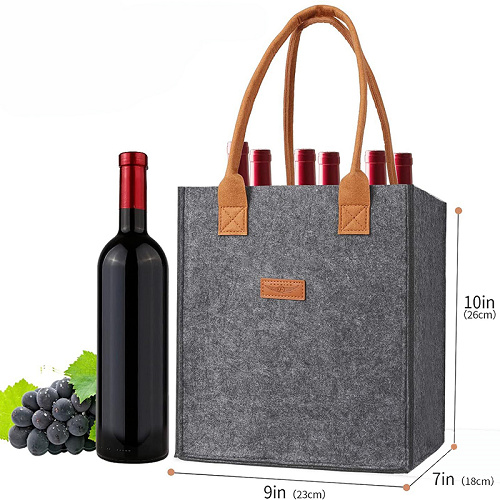 reusable felt 6 bottle wine bag