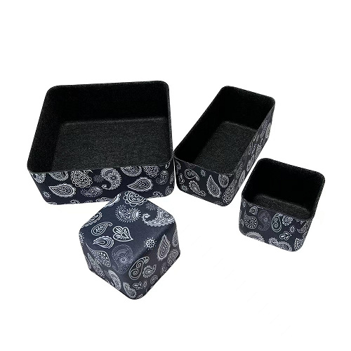 custom pattern stiff felt storage box on table